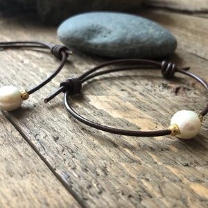Leather Pearl Boho Bracelet/Anklet